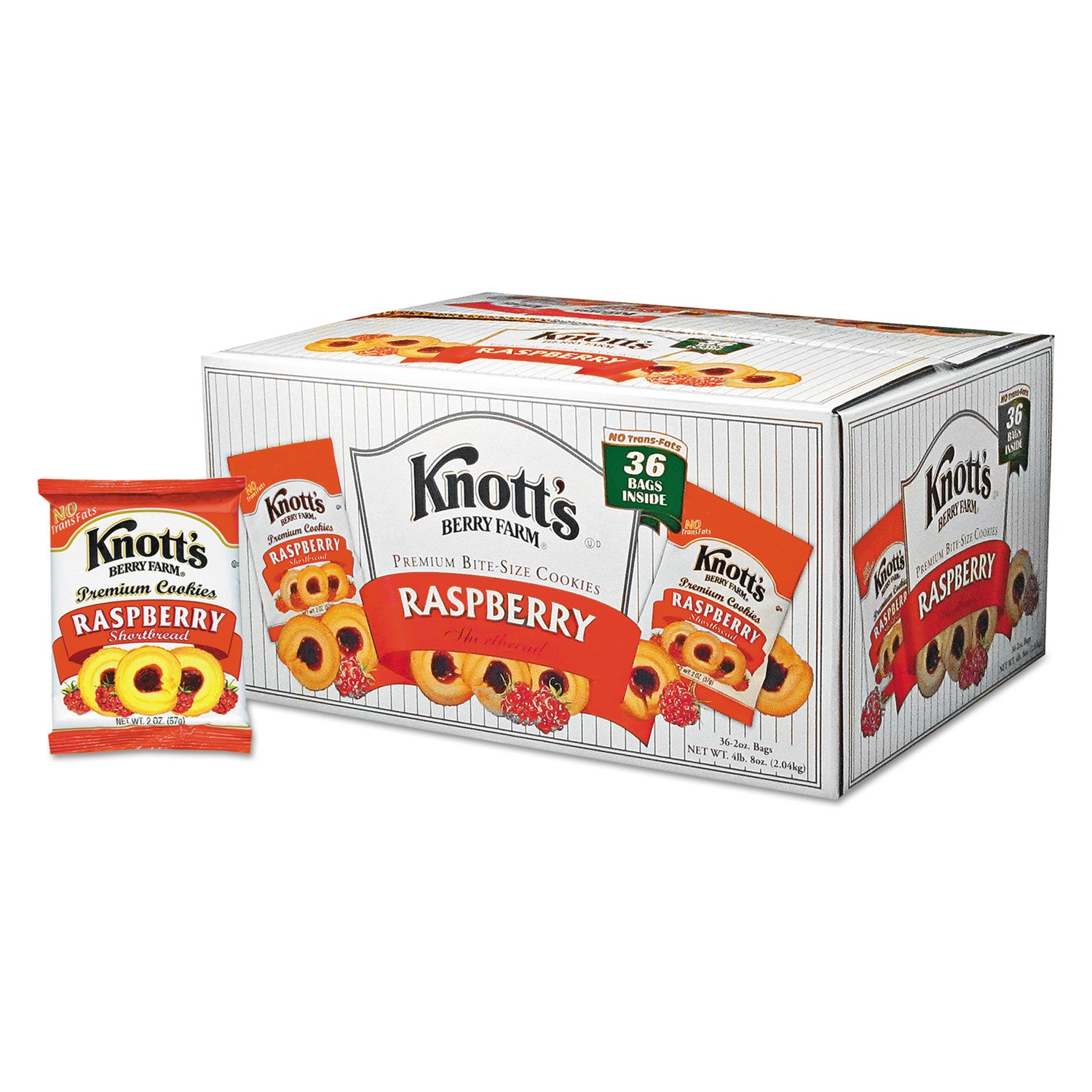 Knott's Berry Farm® Premium Berry Jam Shortbread Cookies, Raspberry, 2 Oz Pack, 36/carton