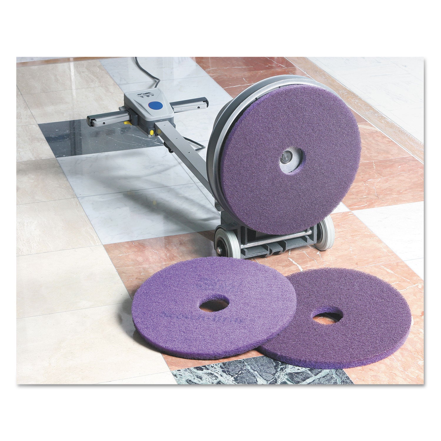 Scotch-Brite™ Diamond Floor Pads, 20" Diameter, Purple, 5/carton