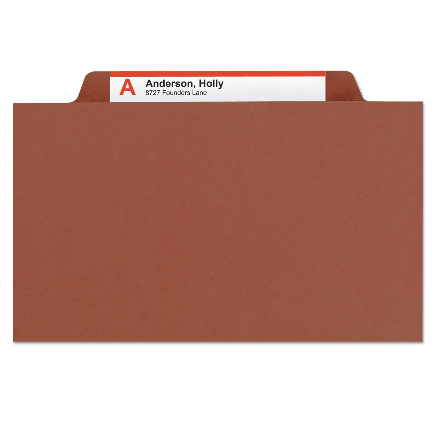 Smead Recycled Pressboard Classification Folders, 2" Expansion, 1 Divider, 4 Fasteners, Letter Size, Red Exterior, 10/Box