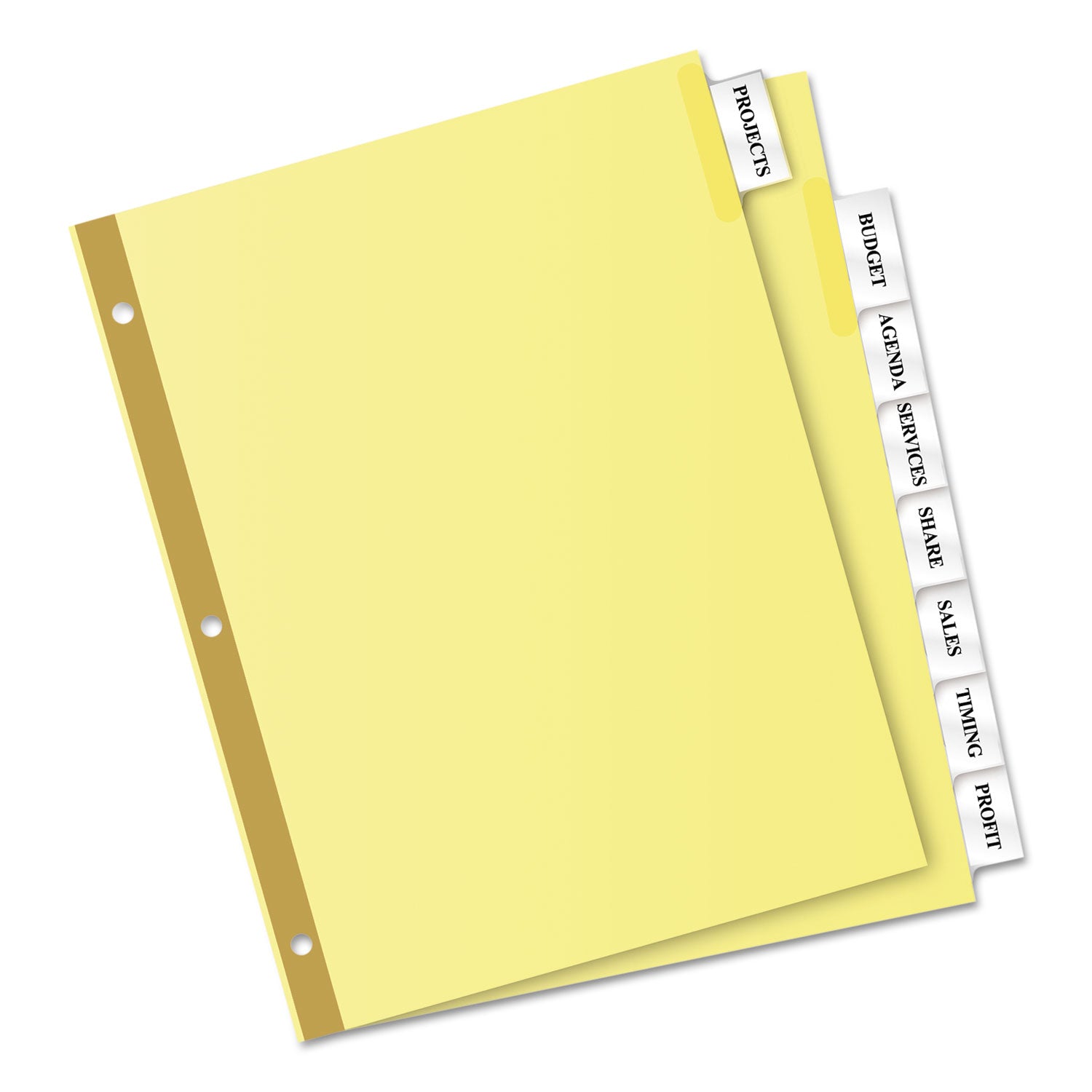 Avery® Insertable Big Tab Dividers, 8-Tab, Double-Sided Gold Edge Reinforcing, 11 x 8.5, Buff, Clear Tabs, 1 Set