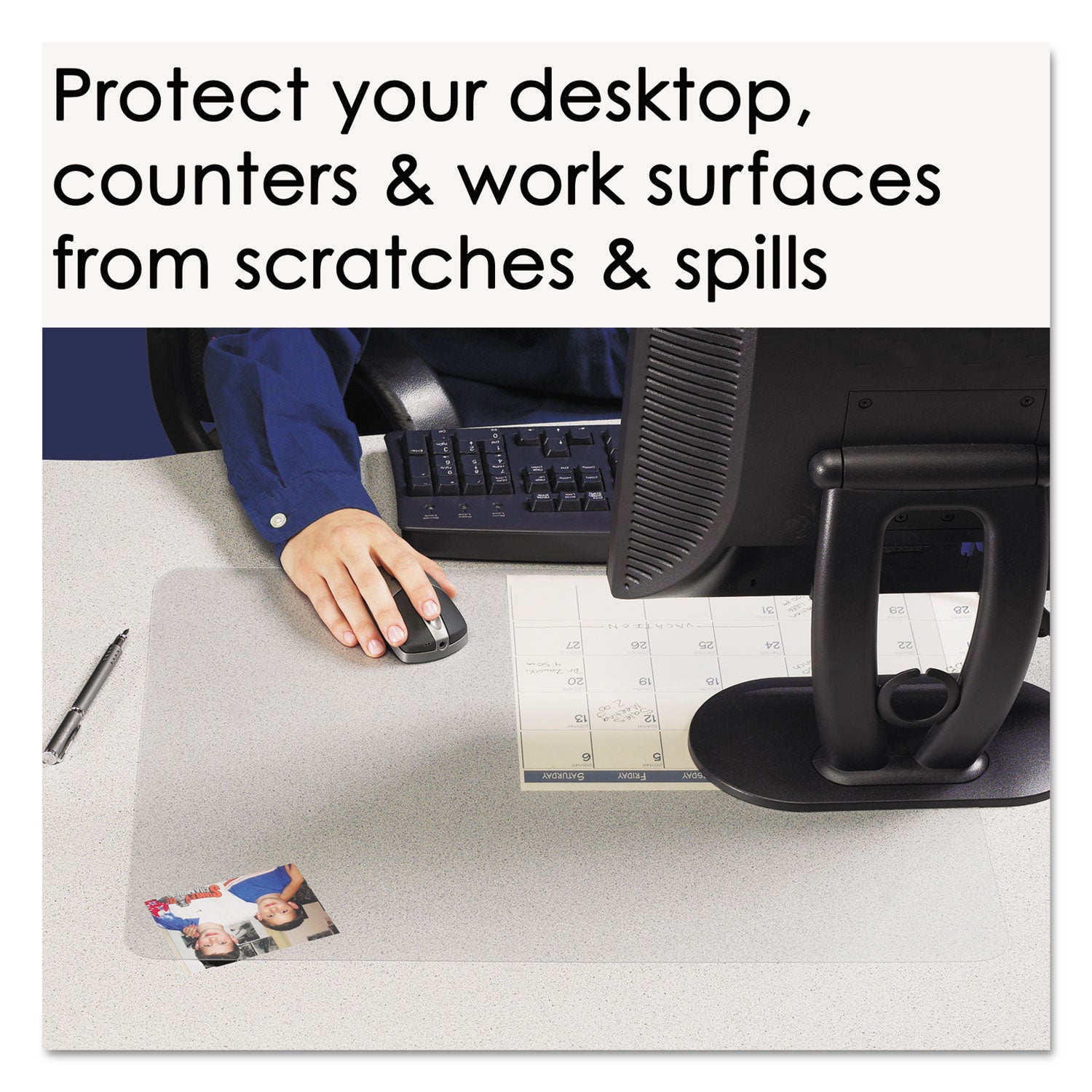 Artistic® KrystalView Desk Pad with Antimicrobial Protection, Matte Finish, 22 x 17, Clear