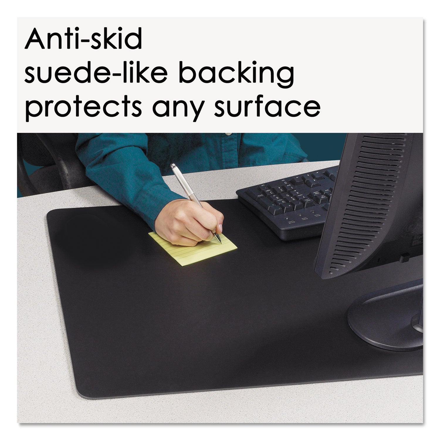 Artistic® Rhinolin II Desk Pad with Antimicrobial Protection, 36 x 20, Black