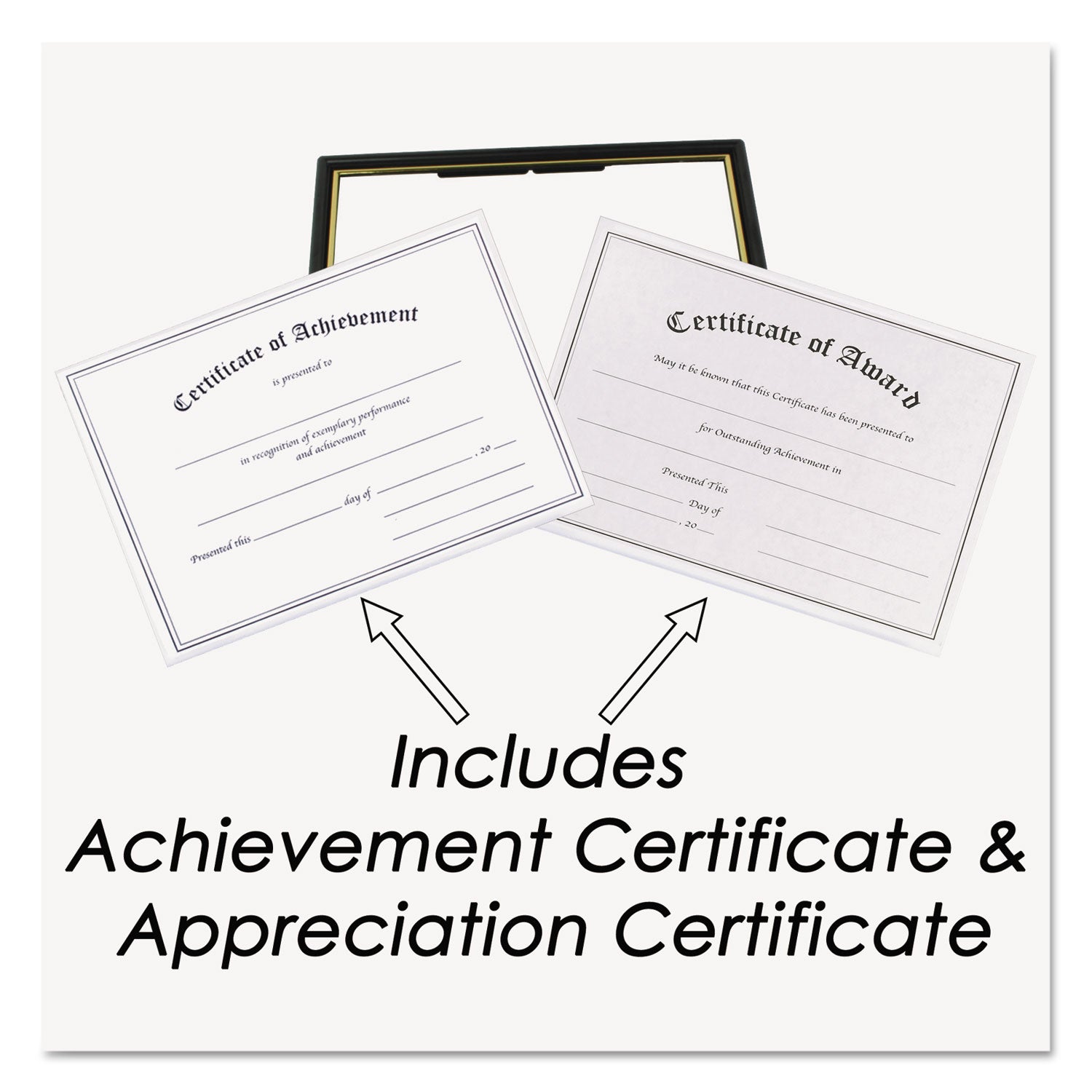 NuDell™ Economy Framed Achievement/appreciation Awards, 11 X 8.5, Horiztontal Orientation, White With Black Border