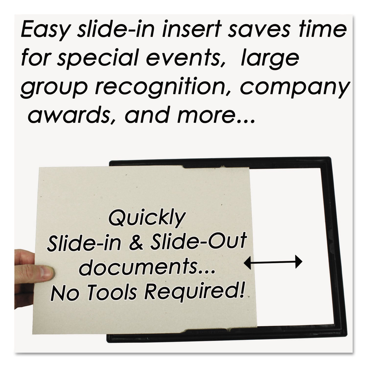 NuDell™ Ez Mount Document Frame With Trim Accent And Plastic Face, Plastic, 8.5 X 11 Insert, Black/gold, 18/carton