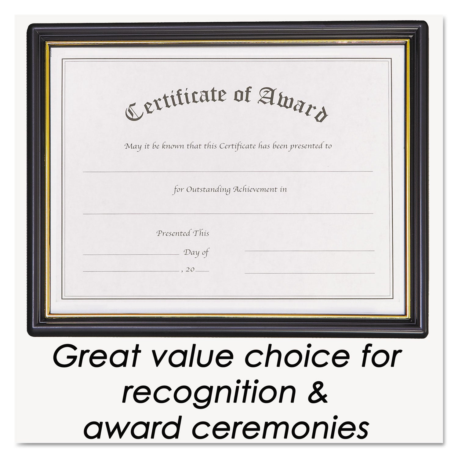 NuDell™ Economy Framed Achievement/appreciation Awards, 11 X 8.5, Horiztontal Orientation, White With Black Border