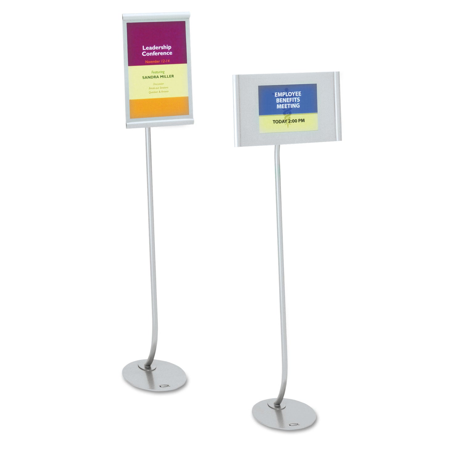 Quartet® Designer Sign Stand, Silver Aluminum Frame, 11 X 17