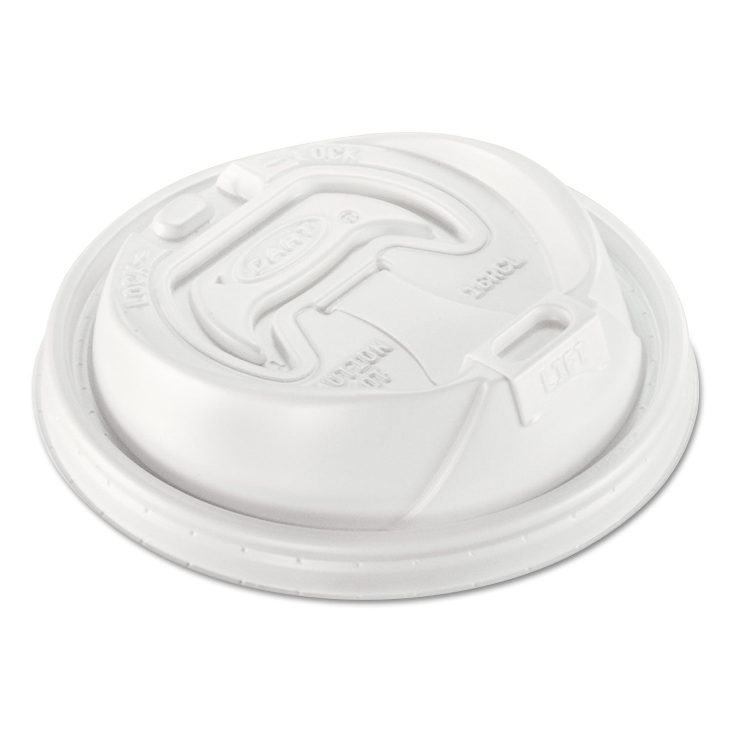 Dart® Optima Reclosable Lid, Fits 12 oz to 24 oz Hot Cups, Plastic, White, 100/Pack