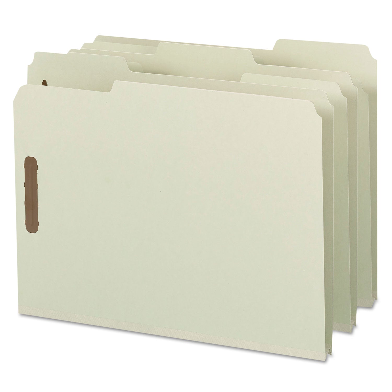 Smead Recycled Pressboard Fastener Folders, 1" Expansion, 2 Fasteners, Letter Size, Gray-Green Exterior, 25/Box