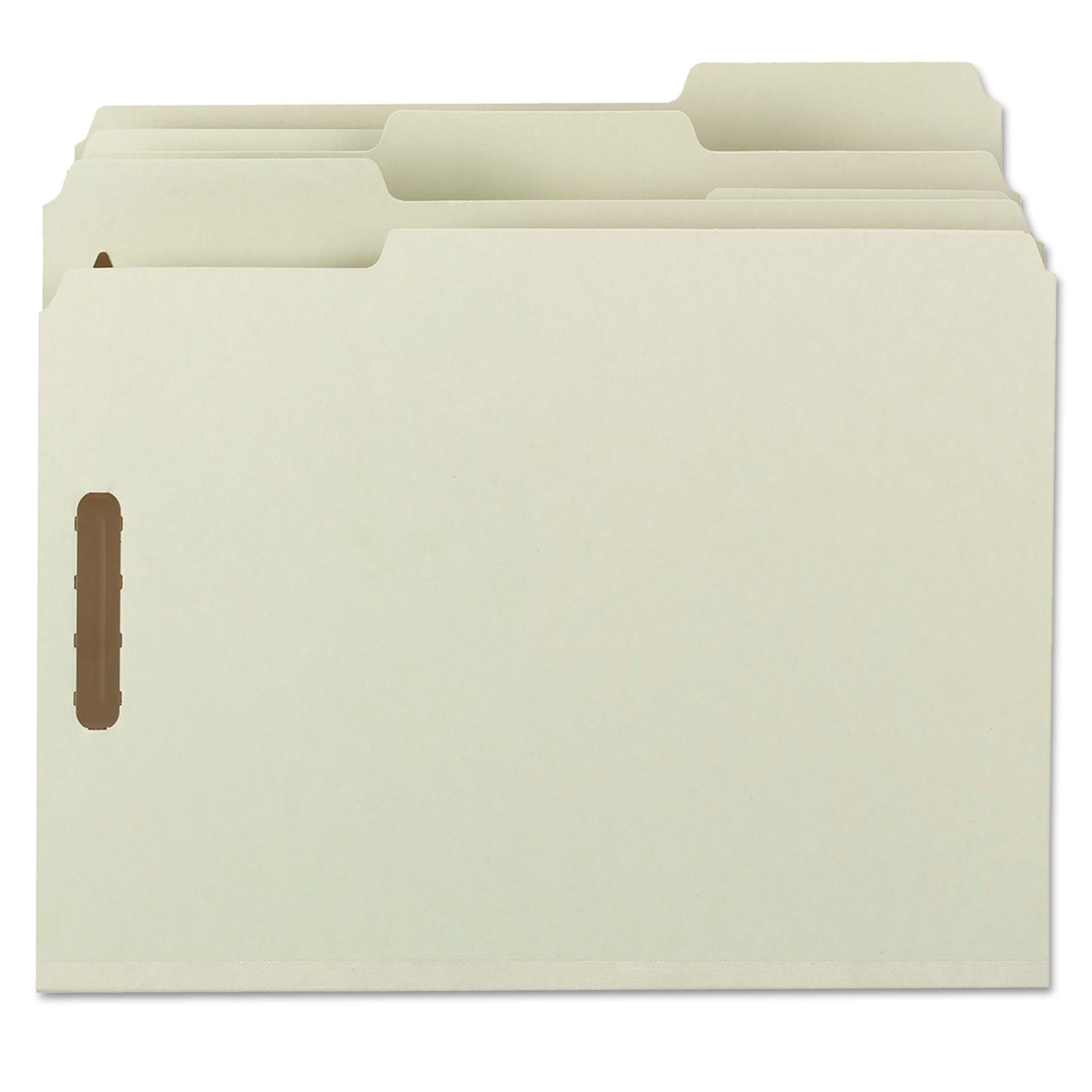 Smead Recycled Pressboard Fastener Folders, 1" Expansion, 2 Fasteners, Letter Size, Gray-Green Exterior, 25/Box