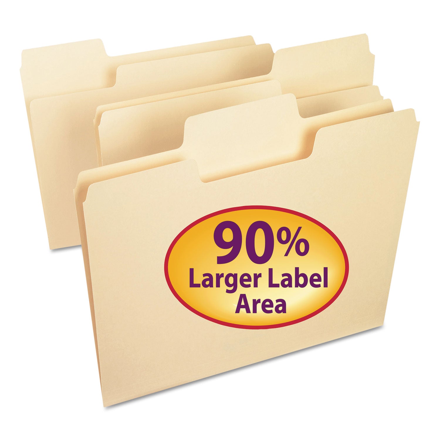 Smead SuperTab Top Tab File Folders, 1/3-Cut Tabs: Assorted, Letter Size, 0.75" Expansion, 11-pt Manila, 100/Box