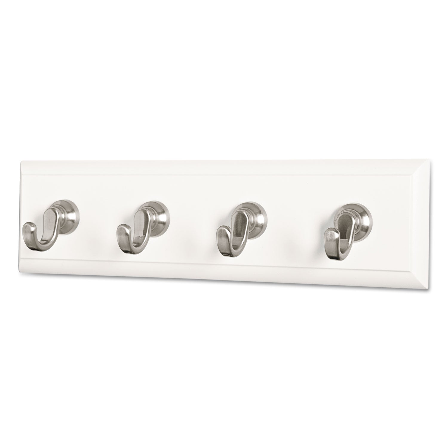 Command™ Decorative Key Rail, Plastic, Quartz/Silver, 8 x 1.5 x 2.13, 4 Hooks/Pack