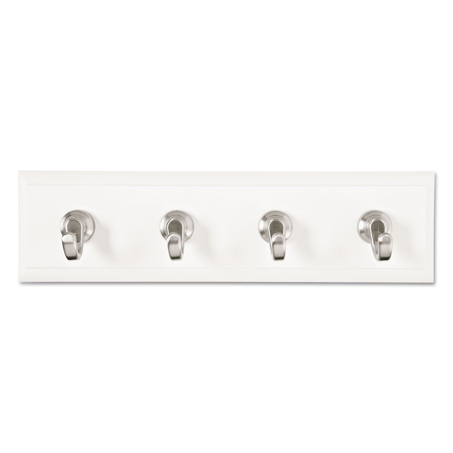 Command™ Decorative Key Rail, Plastic, Quartz/Silver, 8 x 1.5 x 2.13, 4 Hooks/Pack