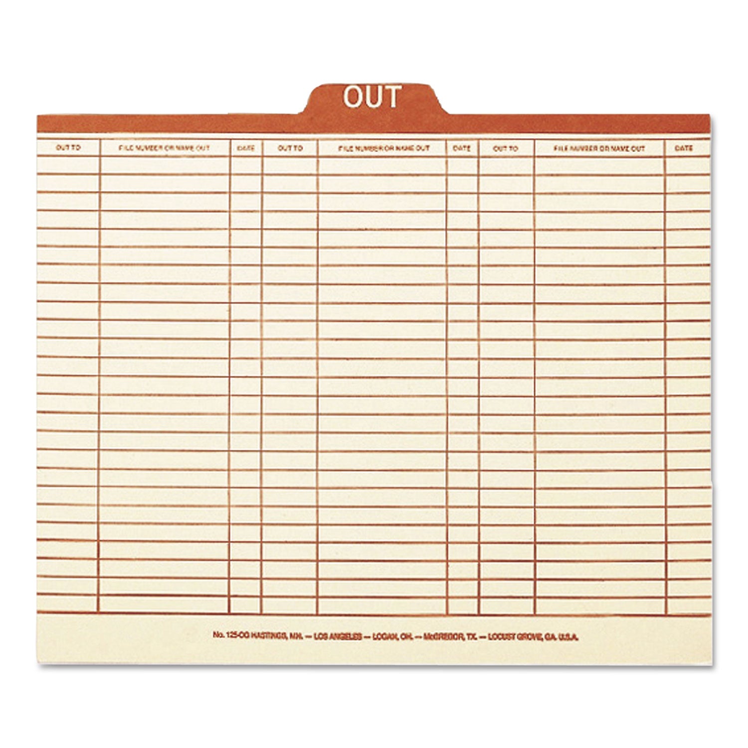 Smead Manila Out Guides, Printed Form Style, 1/5-Cut Top Tab, Out, 8.5 X 11, Manila, 100/box
