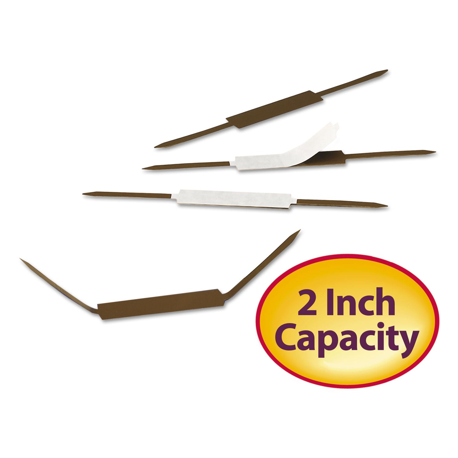 Smead Standard Self-Adhesive Two-Prong Fastener Base and Compressor Sets, 2" Capacity, 2.75" Center to Center, Brown, 100/Box