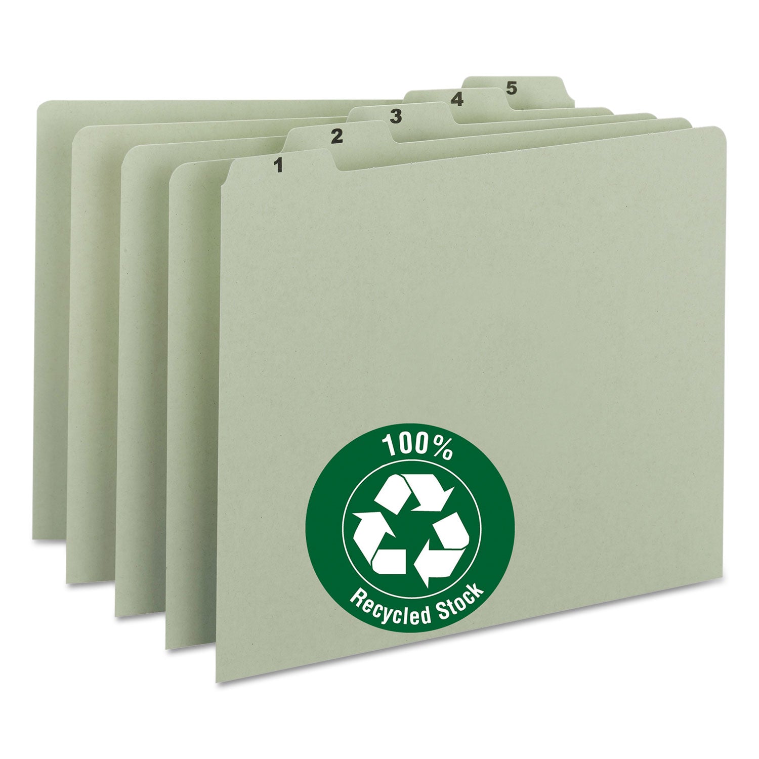 Smead 100% Recycled Daily Top Tab File Guide Set, 1/5-Cut Top Tab, 1 To 31, 8.5 X 11, Green, 31/set