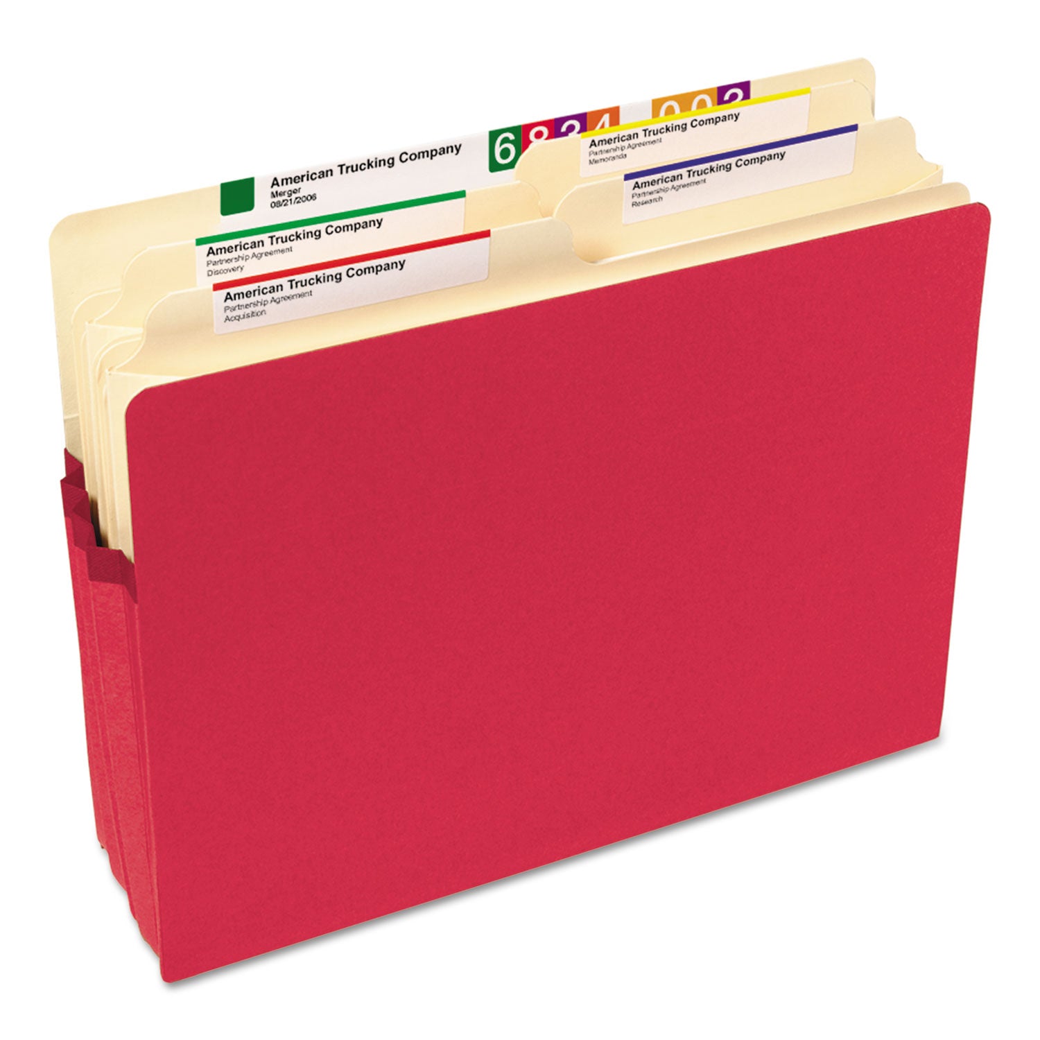 Smead Colored File Pockets, 3.5" Expansion, Letter Size, Red