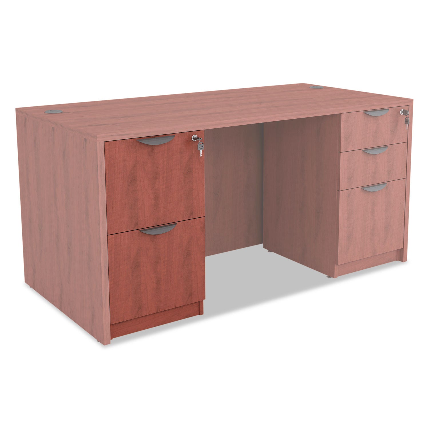 Alera® Alera Valencia Series Full Pedestal File, Left/right, 2 Legal/letter-Size File Drawers, Medium Cherry, 15.63" X 20.5" X 28.5"