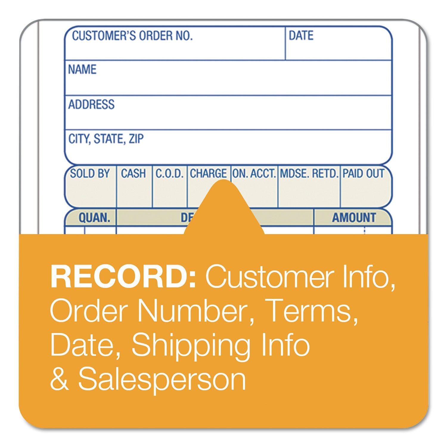 Adams® Multipart Sales Order Pad, 12 Lines, Two-Part Carbonless, 3.34 x 6.69, 50 Forms Total