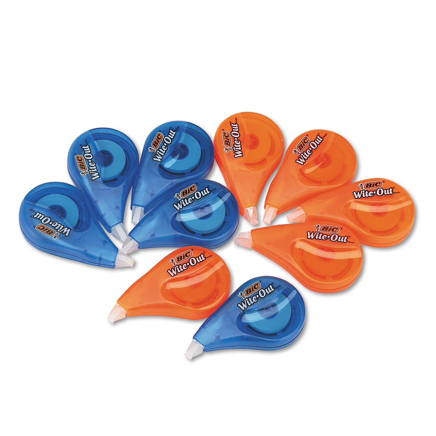 BIC® Wite-Out EZ Correct Correction Tape Value Pack, Non-Refillable, Randomly Assorted Applicator Colors, 0.17" x 472", 10/Box