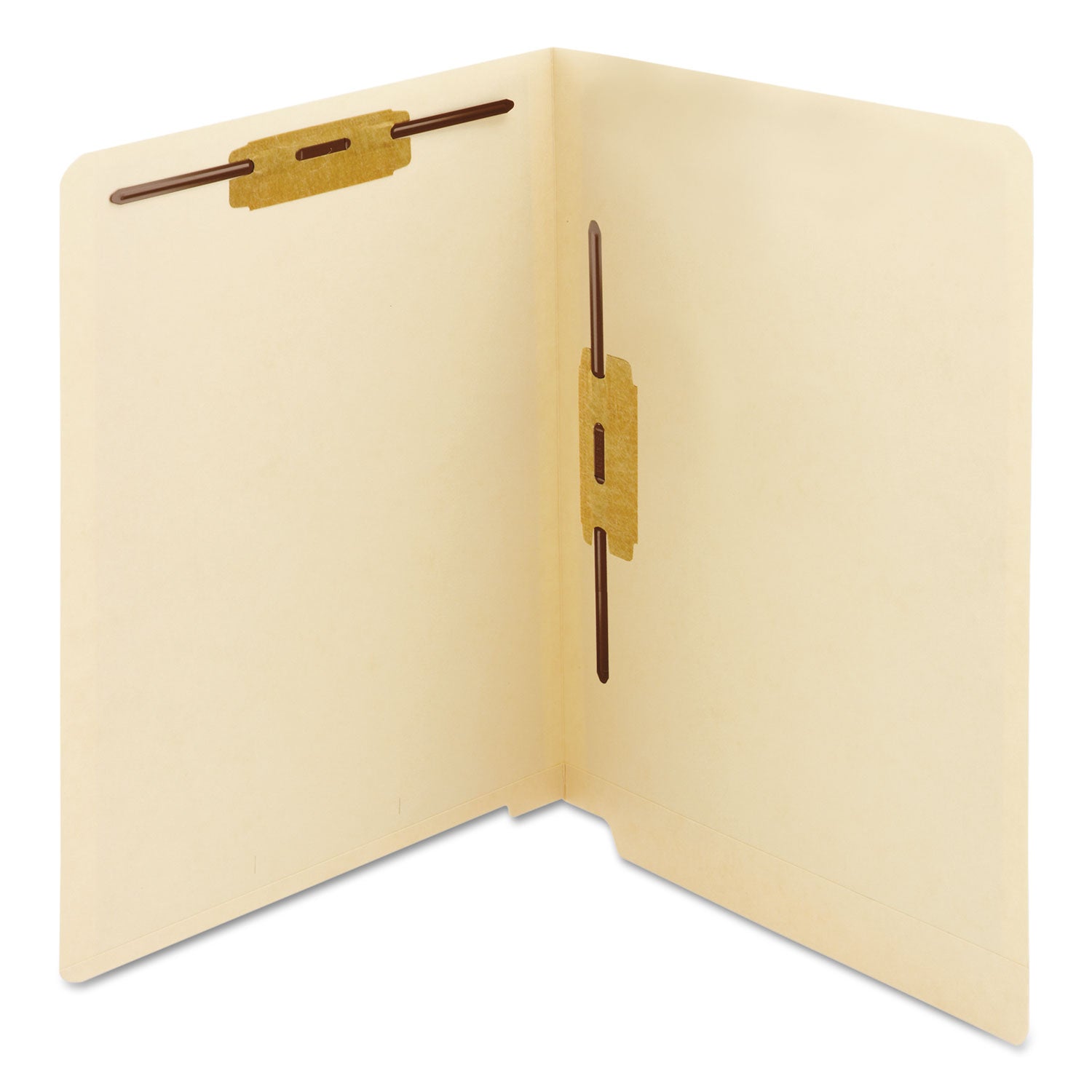 Smead End Tab Fastener Folders with Reinforced Straight Tabs, 11-pt Manila, 2 Fasteners: Top/Side, Letter Size, Manila, 50/Box