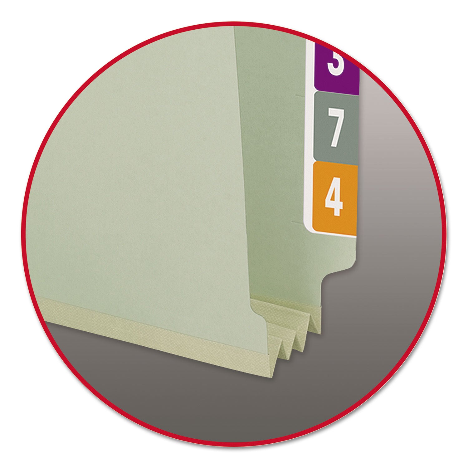 Smead End Tab Pressboard Classification Folders, Two SafeSHIELD Coated Fasteners, 3" Expansion, Legal Size, Gray-Green, 25/Box