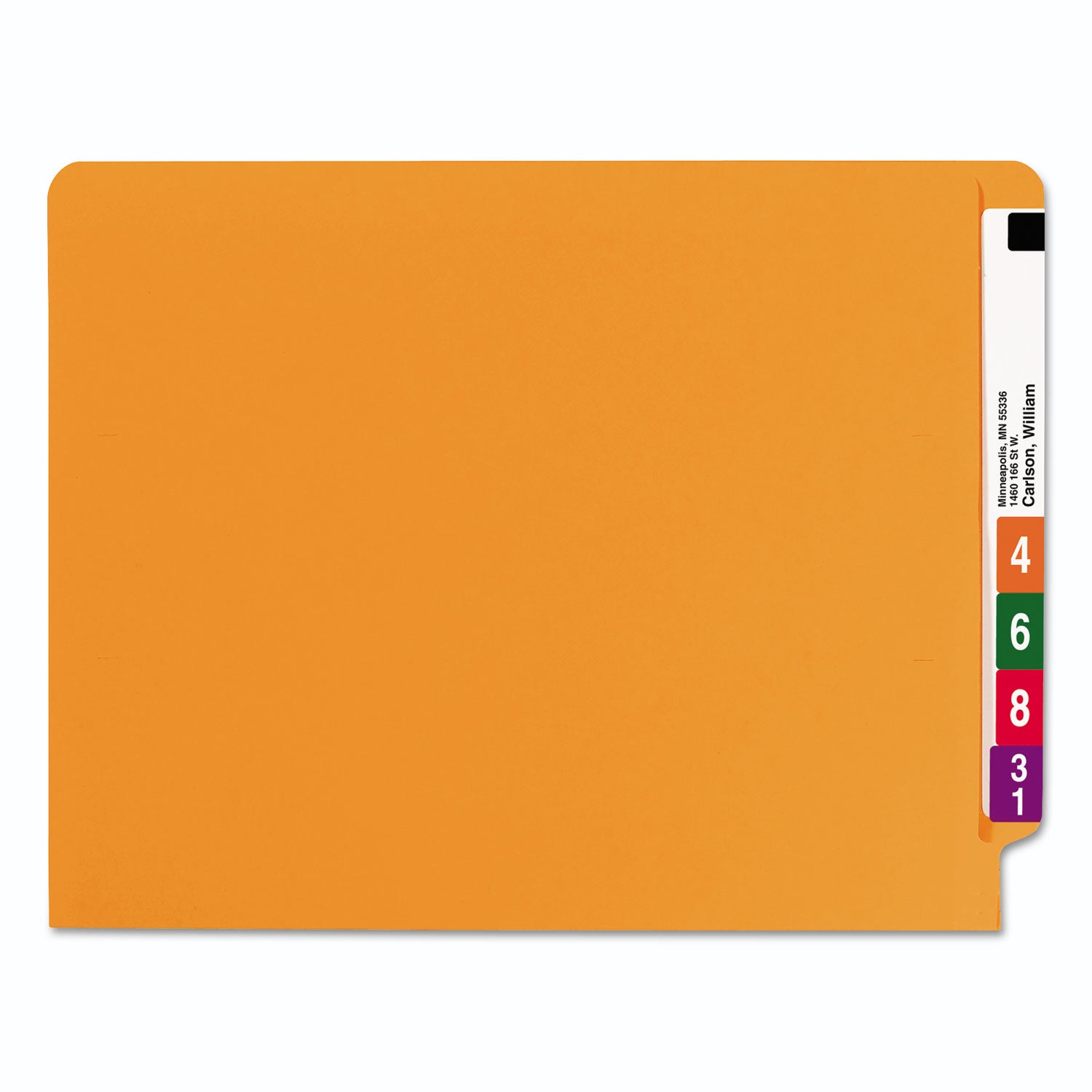 Smead Shelf-Master Reinforced End Tab Colored Folders, Straight Tabs, Letter Size, 0.75" Expansion, Orange, 100/Box