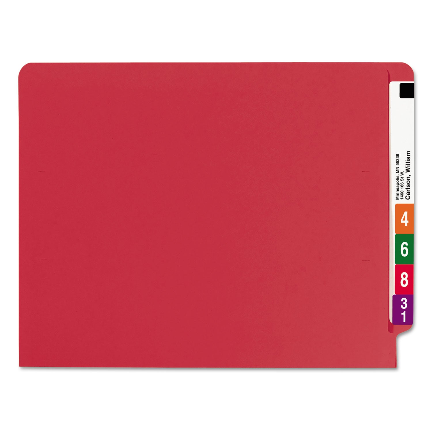 Smead Shelf-Master Reinforced End Tab Colored Folders, Straight Tabs, Letter Size, 0.75" Expansion, Red, 100/Box
