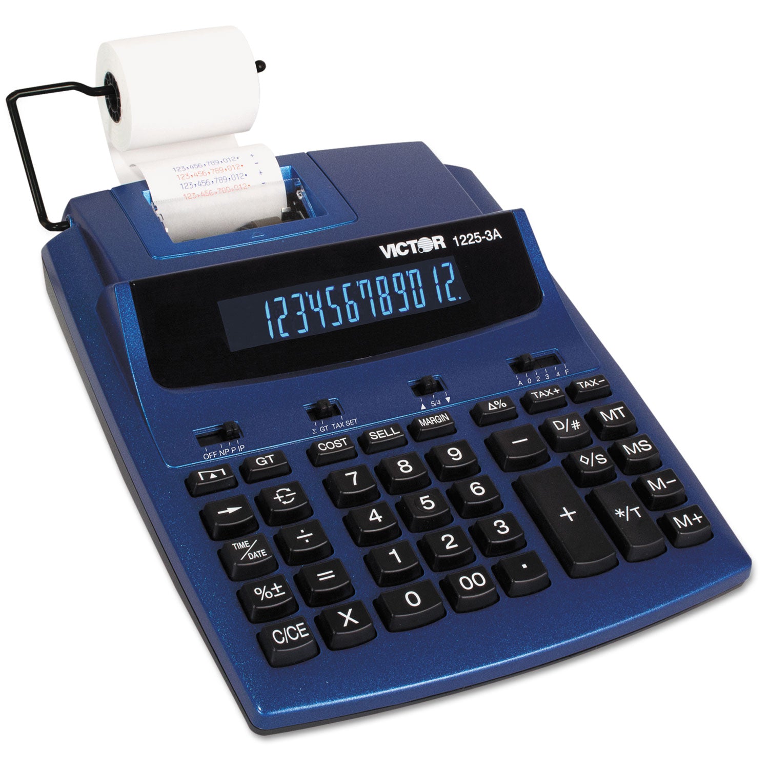 Victor® 1225-3a Antimicrobial Two-Color Printing Calculator, Blue/red Print, 3 Lines/sec