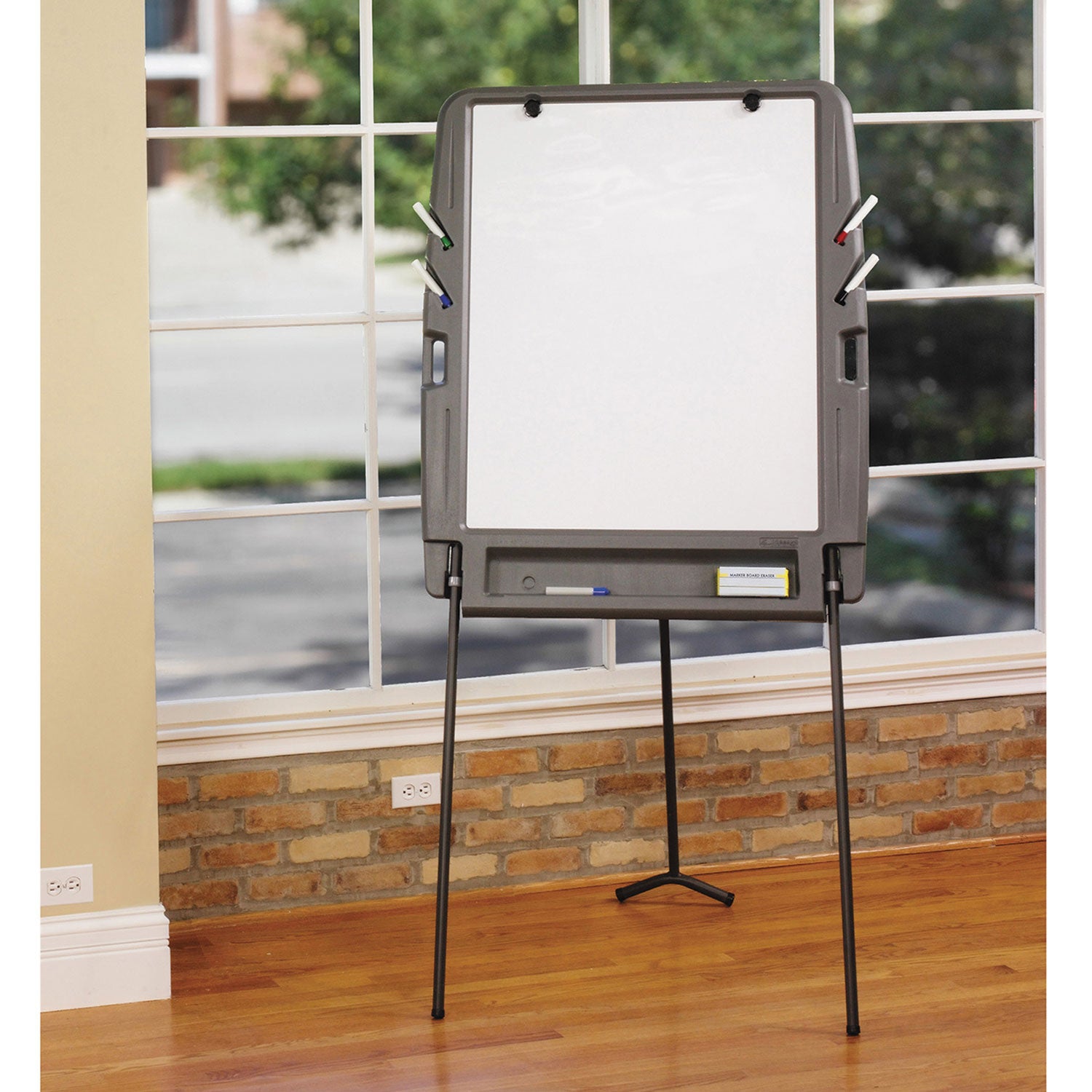 Iceberg Ingenuity Portable Flipchart Easel with Dry Erase Surface, 35" x 30", White Surface, Charcoal Gray Polyethylene Frame
