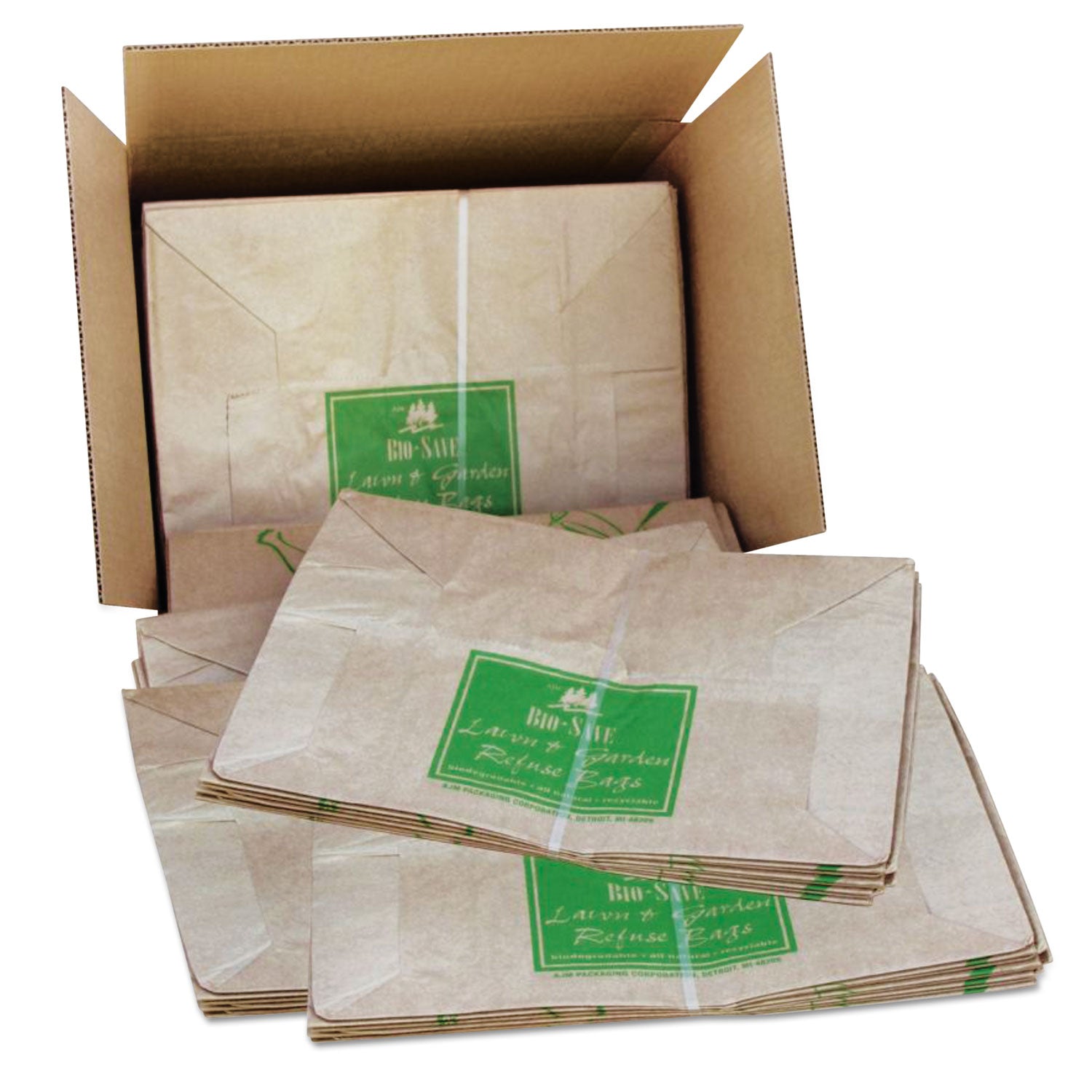 General Lawn/Leaf Bags, Self-Standing, Open-Face, 30 gal, 16" x 35", Kraft, 50/Box