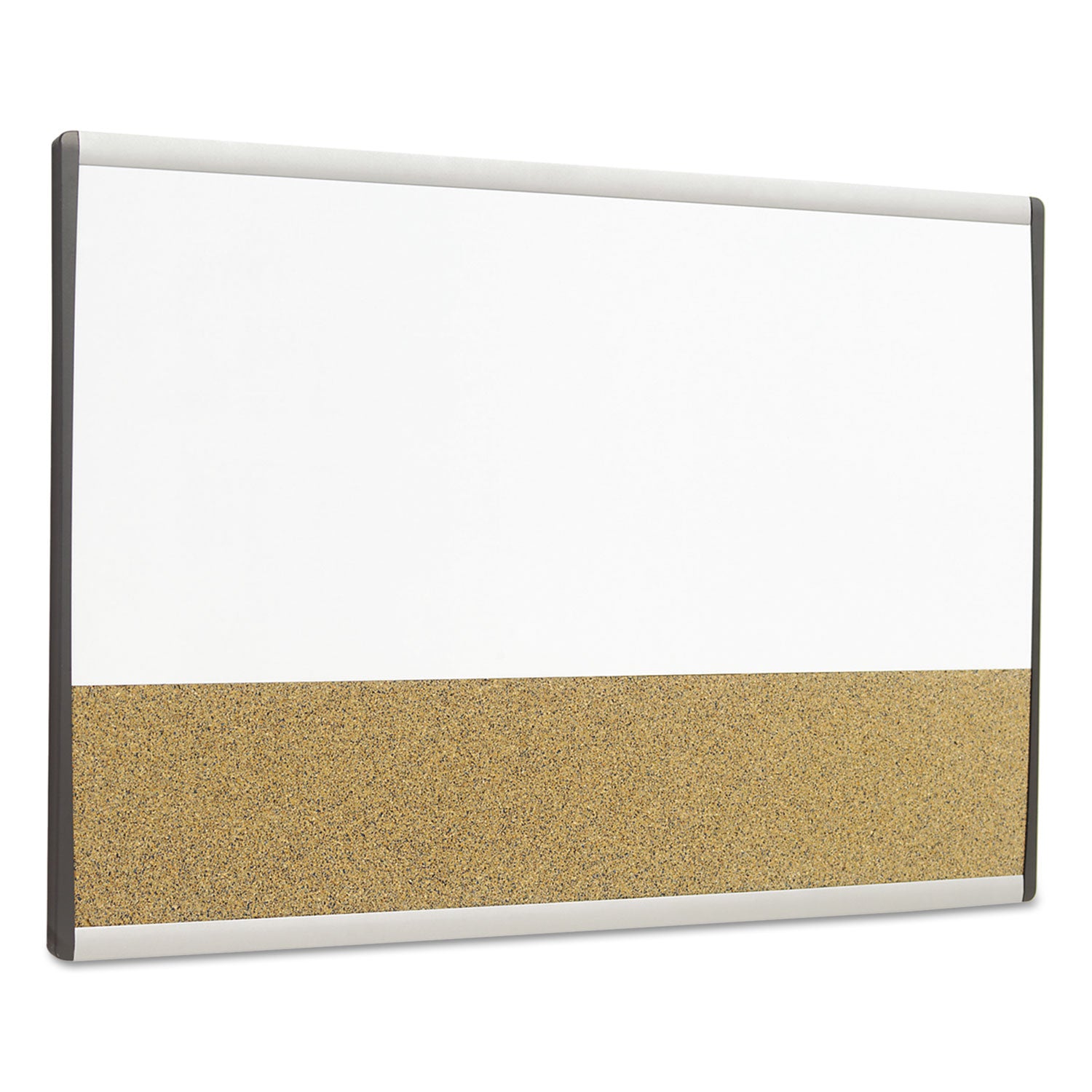 Quartet® ARC Frame Cubicle Board, Combo Dry Erase/Cork Bulletin, 30" x 18", Tan/White Surface, Satin Aluminum Frame
