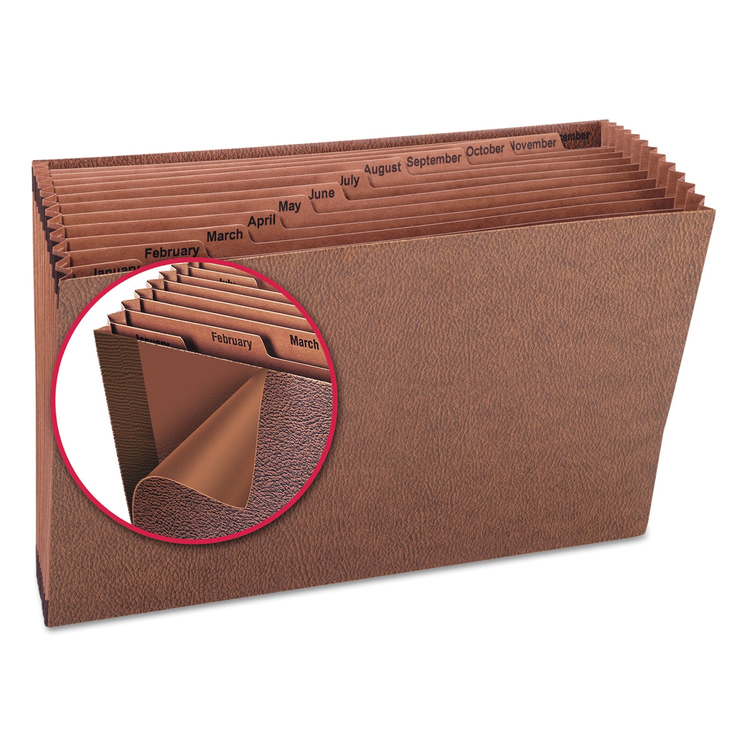 Smead TUFF Expanding Open-Top Stadium File, 12 Sections, 1/12-Cut Tabs, Legal Size, Redrope