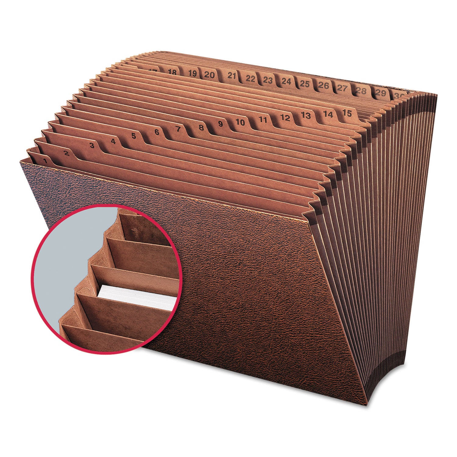 Smead TUFF Expanding Open-Top Stadium File, 31 Sections, 1/31-Cut Tabs, Letter Size, Redrope