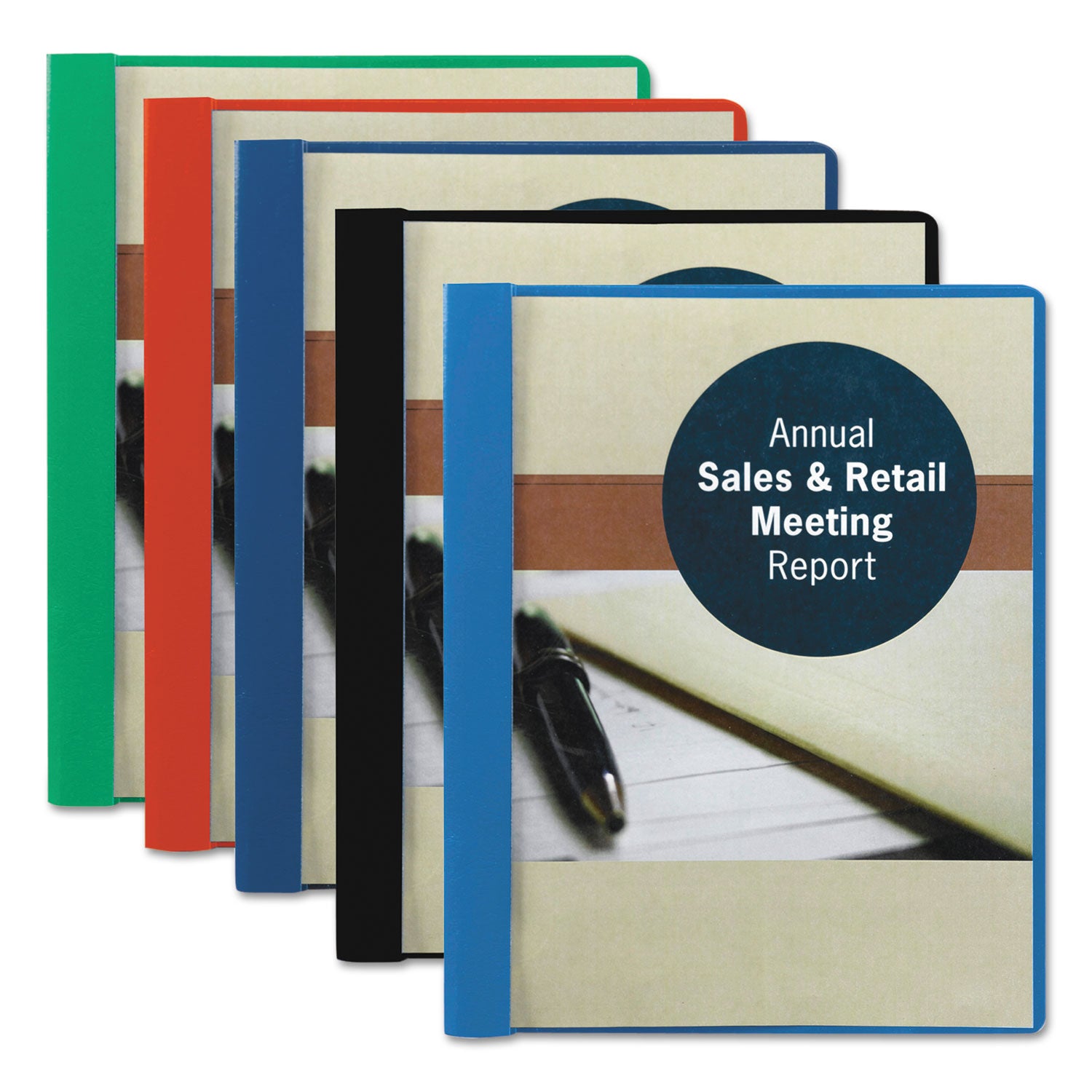 Clear Front Report Cover, Double-Prong Fastener, 0.5" Capacity, 8.5 x 11, Clear/Blue, 25/Box