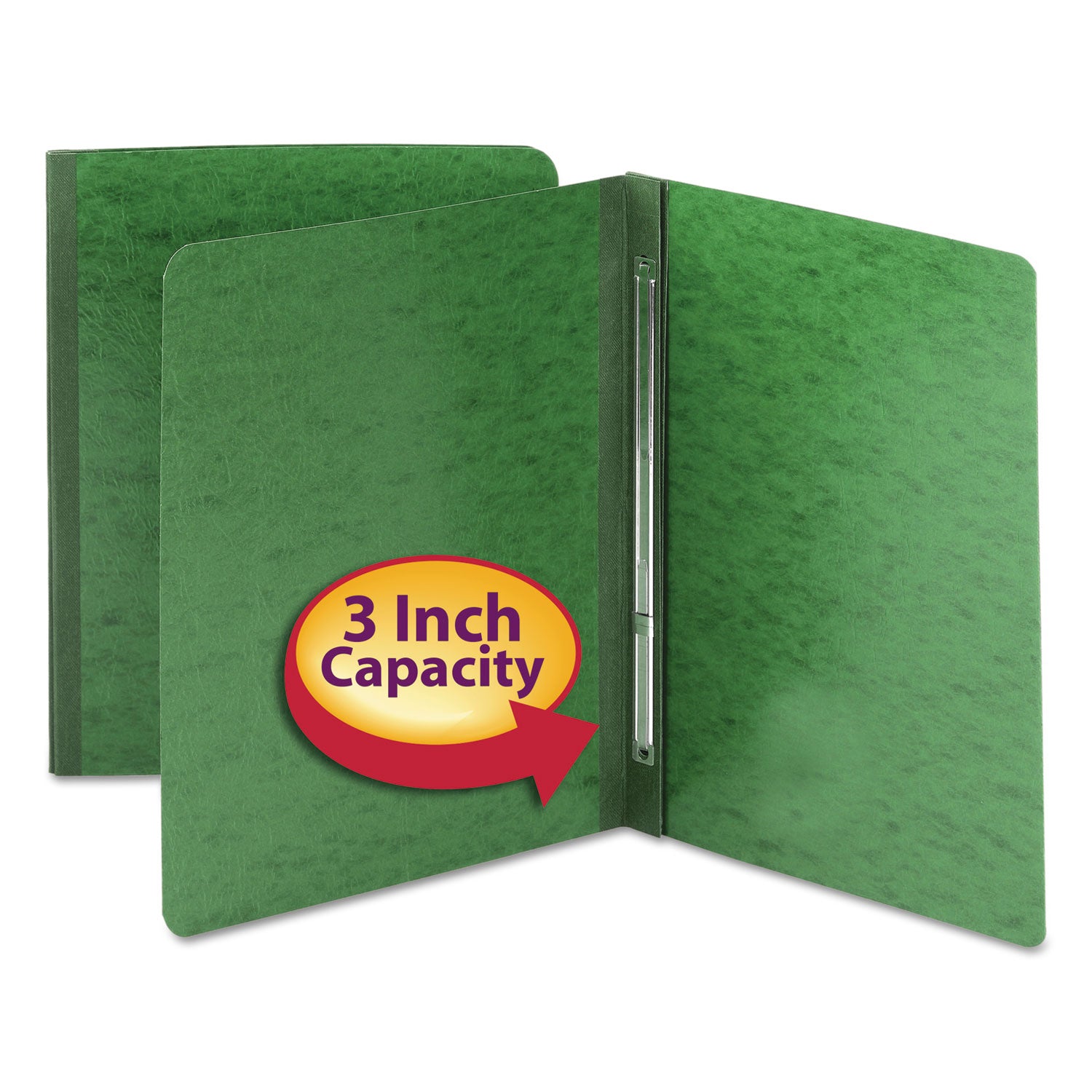 Smead Prong Fastener Premium Pressboard Report Cover, Two-Piece Prong Fastener, 3" Capacity, 8.5 X 11, Green/green