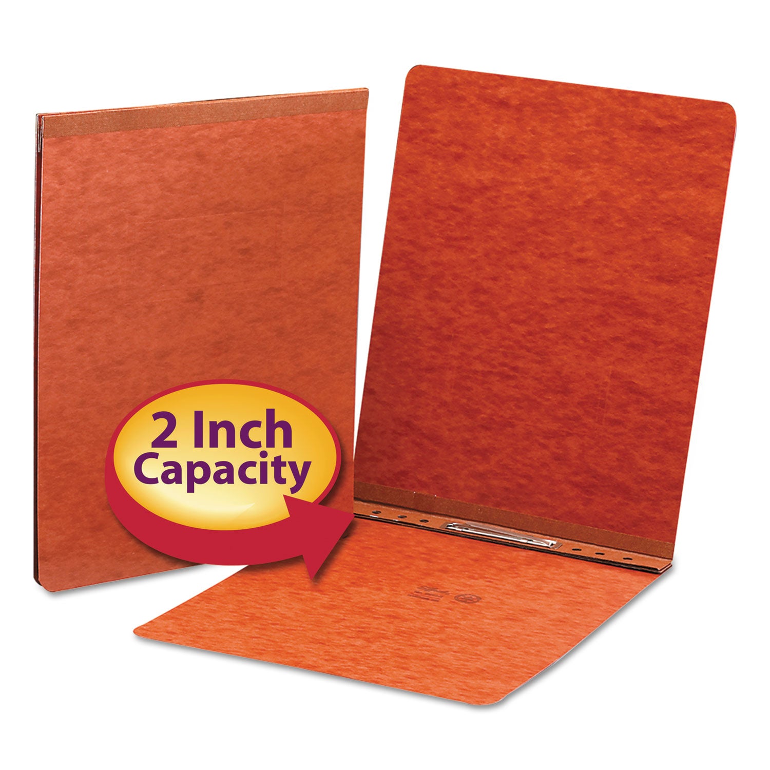 Smead Prong Fastener Premium Pressboard Report Cover, Two-Piece Prong Fastener, 2" Capacity, 8.5 X 11, Red/red