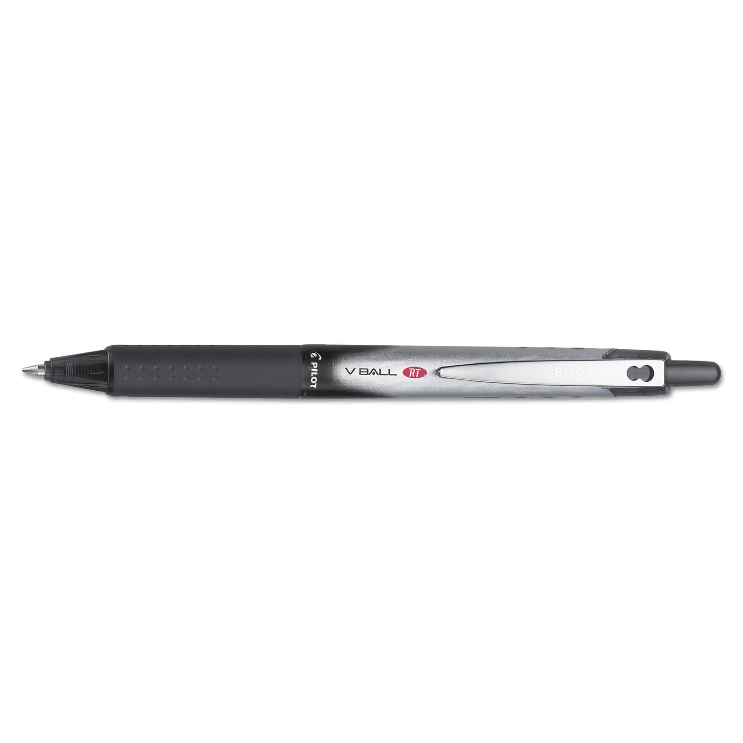 Pilot® VBall RT Liquid Ink Rollerball Pen, Retractable, Fine 0.7 mm, Black Ink, Black/White Barrel