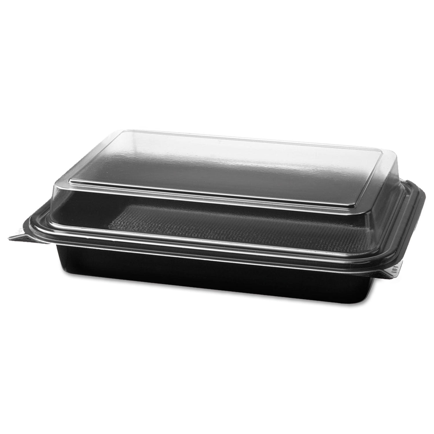SOLO® Creative Carryouts Hinged Plastic Hot Deli Boxes, 8.75 x 6.2 x 2.2, Black/Clear, 200/Carton