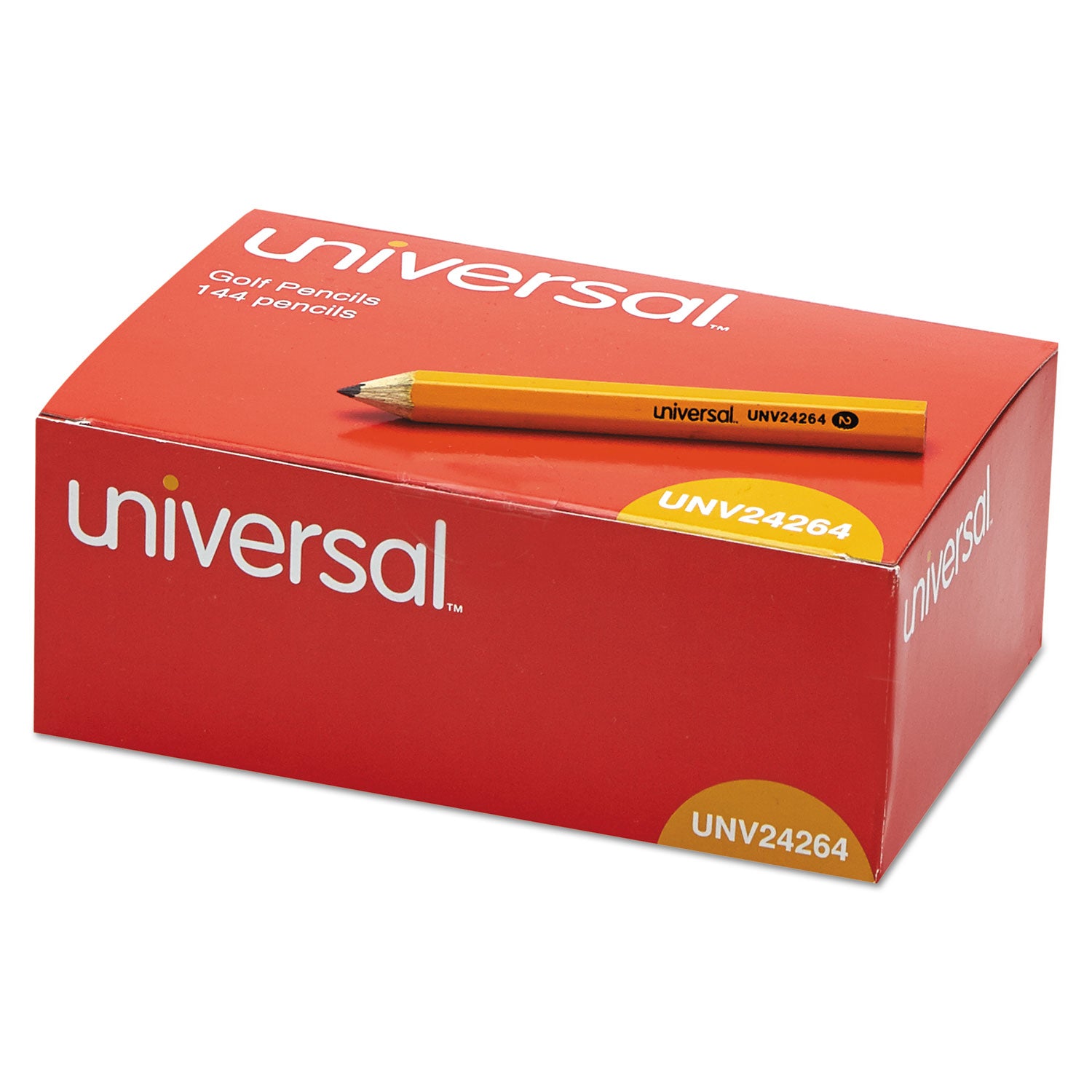 Universal™ Golf And Pew Pencil, Hb (#2), Black Lead, Yellow Barrel, 144/box