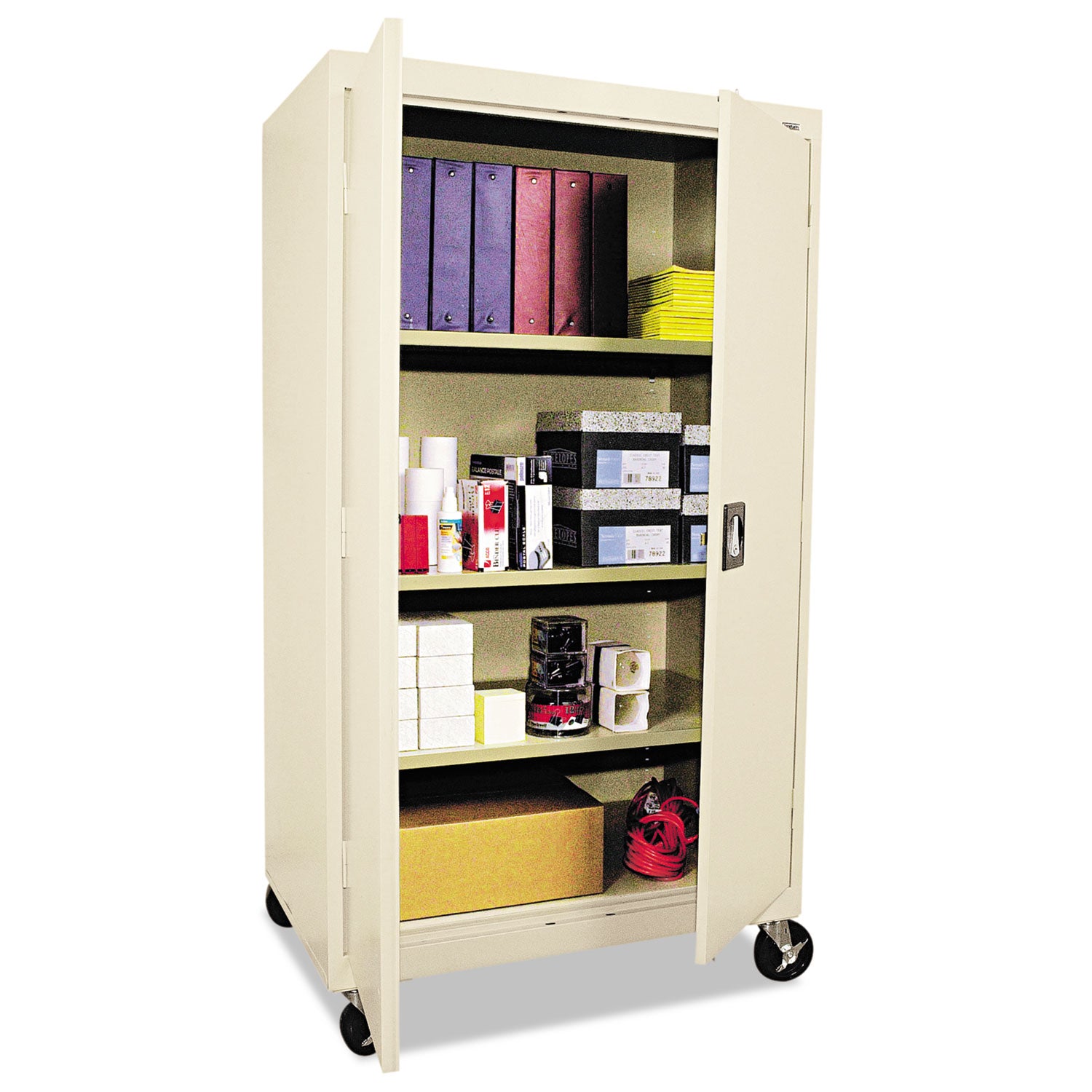 Alera® Assembled Mobile Storage Cabinet, With Adjustable Shelves 36w X 24d X 66h, Putty