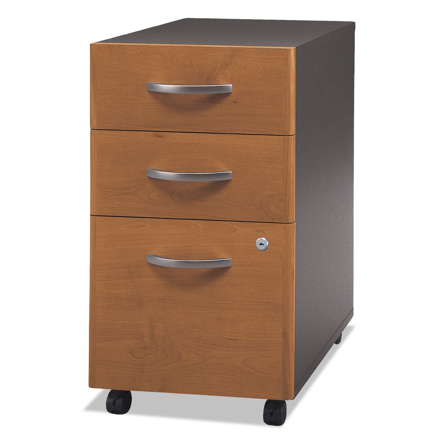 Bush® Series C Mobile Pedestal File, Left/right, 3-Drawers: Box/box/file, Legal/letter/a4/a5, Cherry/gray, 15.75" X 20.25" X 27.88"