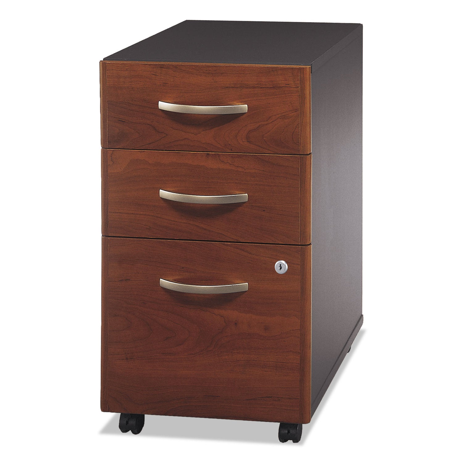 Bush® Series C Mobile Pedestal File, Left/right, 3-Drawers: Box/box/file, Legal/letter/a4/a5, Cherry/gray, 15.75" X 20.25" X 27.88"