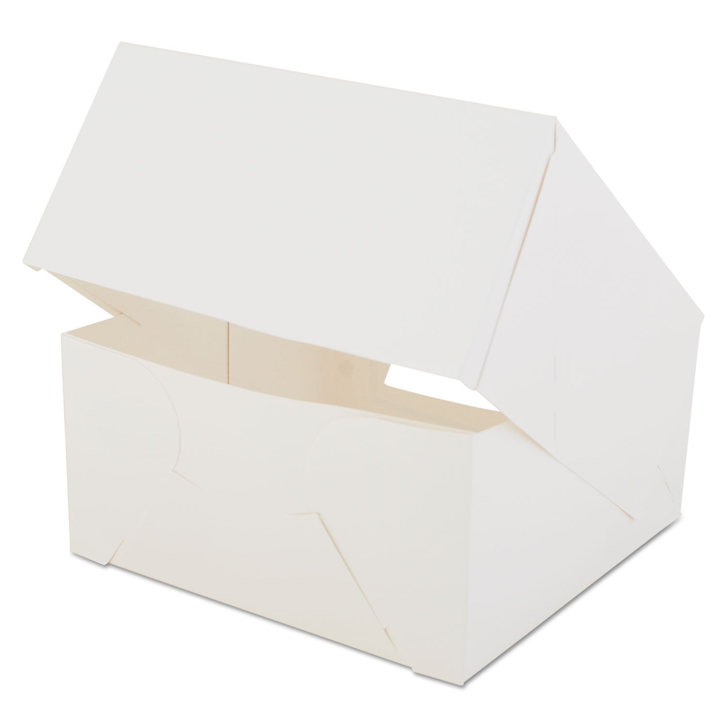 SCT® White Window Bakery Boxes with Attached Flip Top, 4-Corner Beers Design, 8 x 8 x 4, White, Paper, 150/Carton
