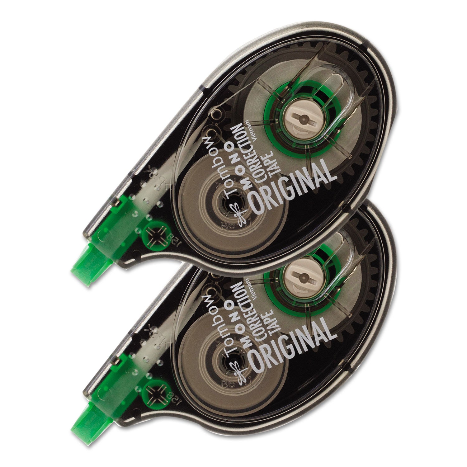 Tombow® MONO Correction Tape, Non-Refillable, Gray/Clear Applicator, 0.17" x 394", White Tape, 2/Pack