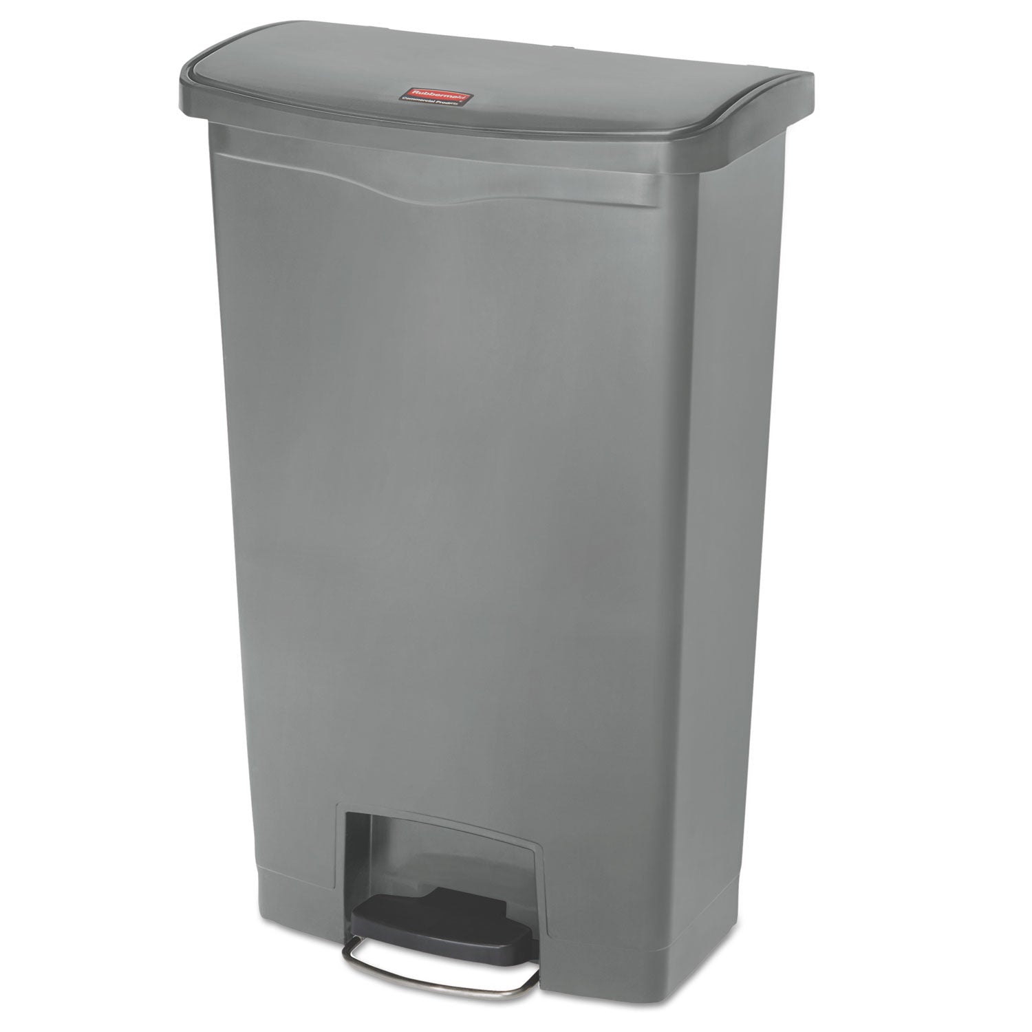 Slim Jim Streamline Resin Step-On Container, Front Step Style, 18 gal, Polyethylene, Gray
