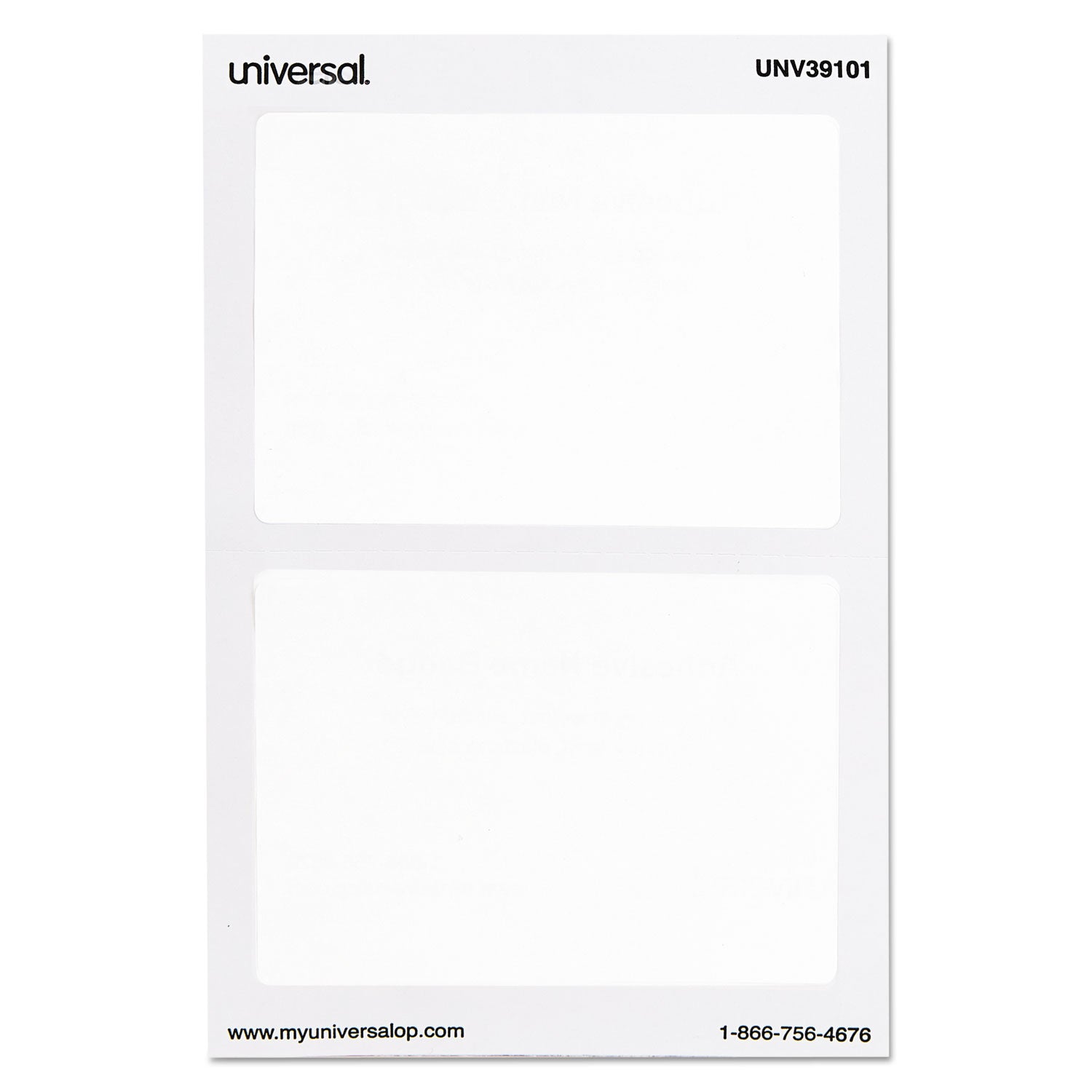 Universal® Plain Self-Adhesive Name Badges, 3 1/2 X 2 1/4, White, 100/pack