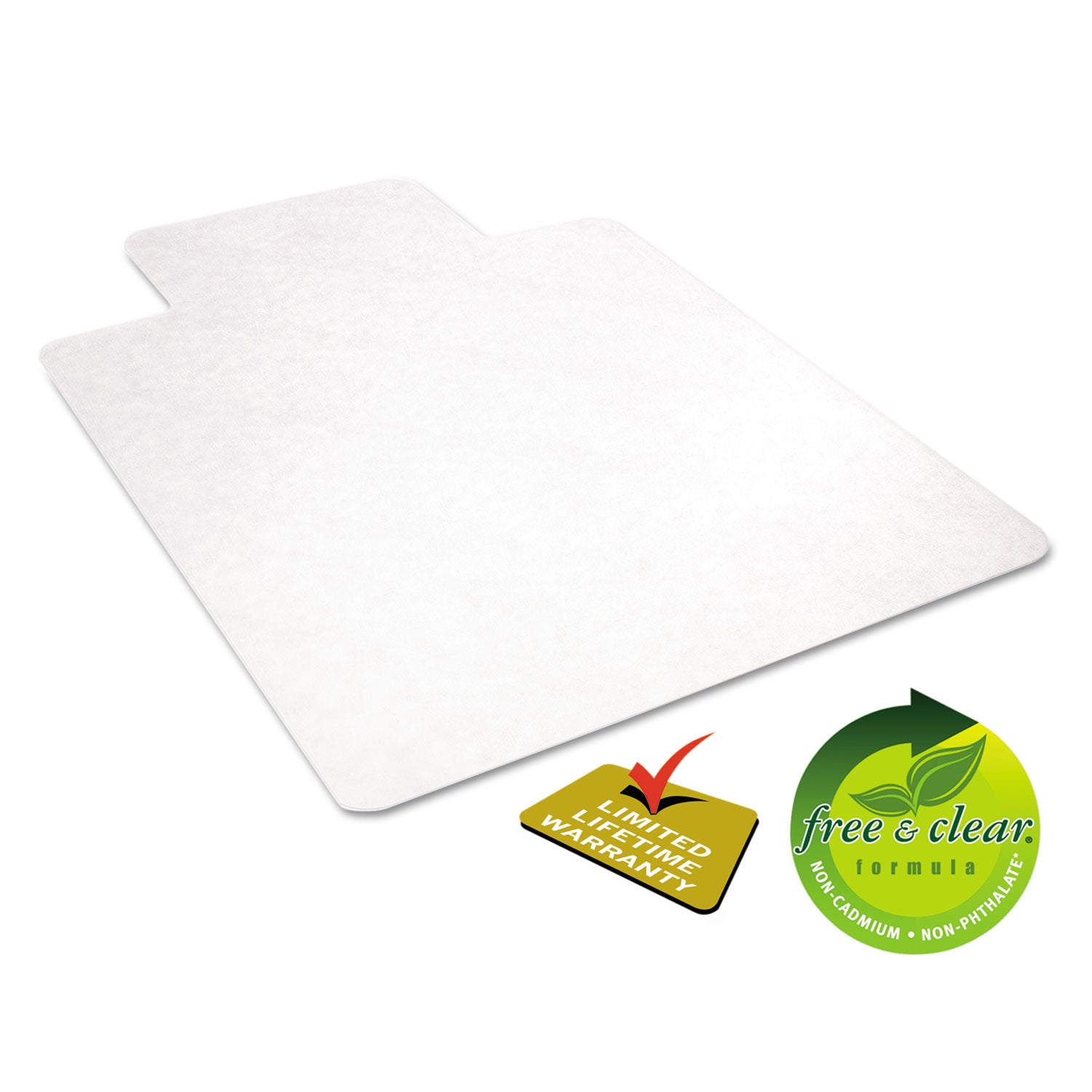 deflecto® EconoMat All Day Use Chair Mat for Hard Floors, Flat Packed, 45 x 53, Wide Lipped, Clear