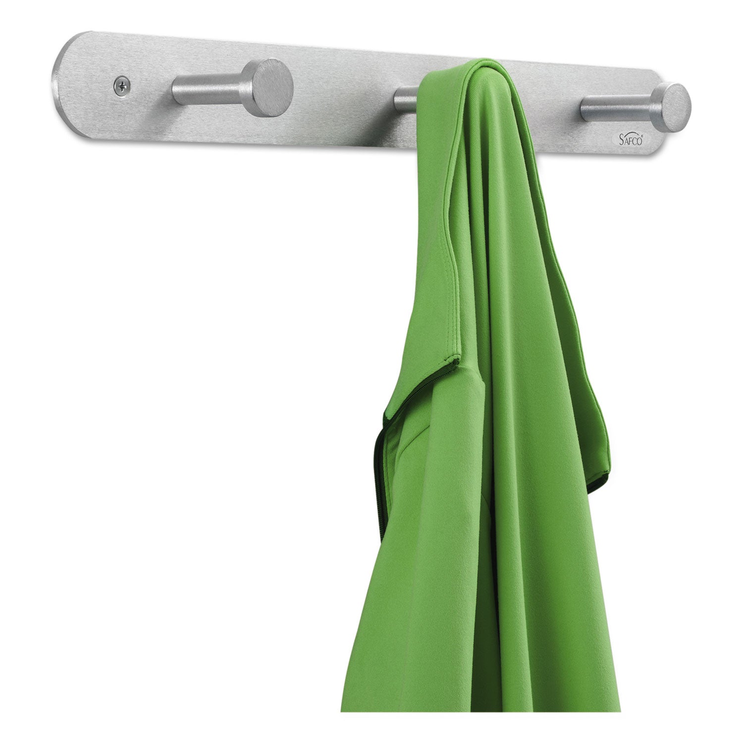 Safco® Nail Head Wall Coat Rack, Three Hooks, Metal, 18w X 2.75d X 2h, Satin