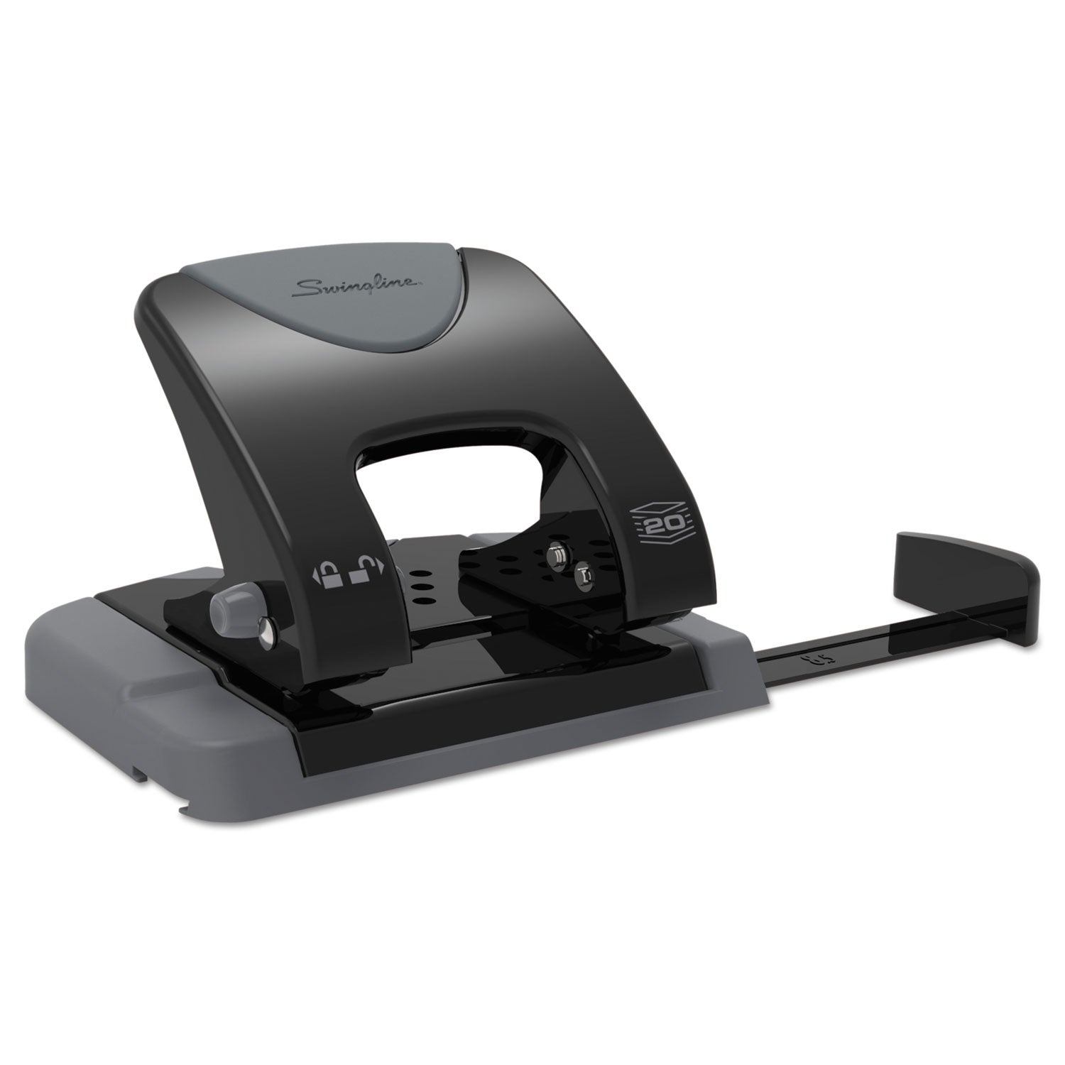 Swingline® 20-Sheet Smarttouch Two-Hole Punch, 9/32" Holes, Black/gray