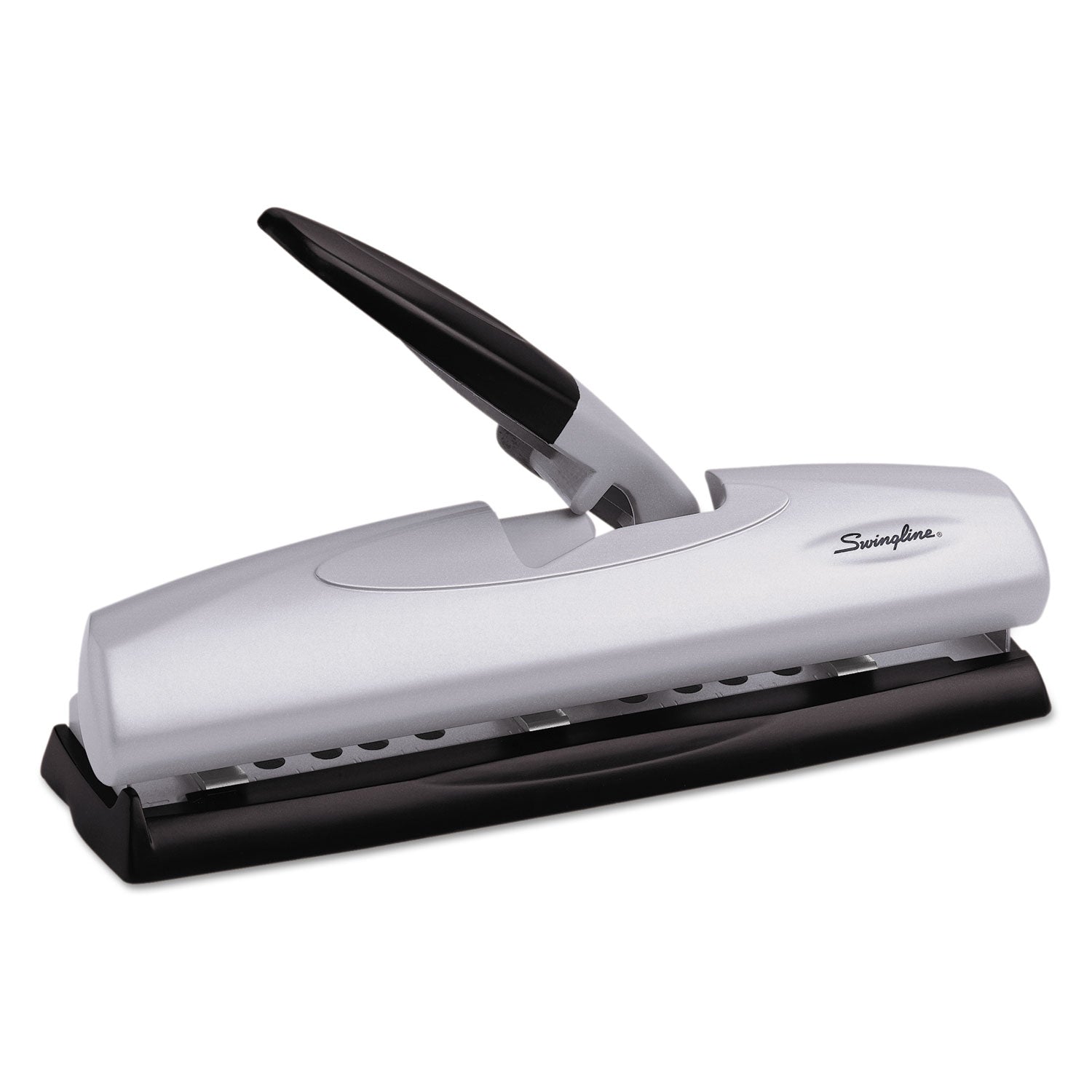 Swingline® 20-Sheet Lighttouch Desktop Two- To Seven-Hole Punch, 9/32" Holes, Silver/black